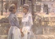 Isaac Israels Amsterdam Serving Girls on the Gracht (nn02) painting